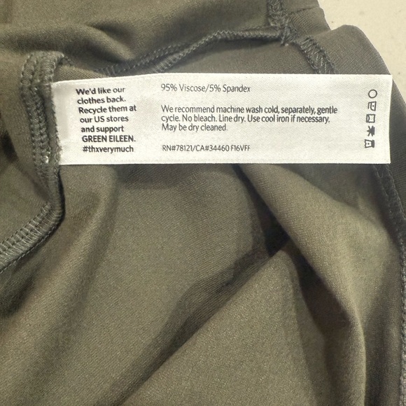 Eileen Fisher Sleeveless Top Long Khaki Green Size Medium - Picture 5 of 7